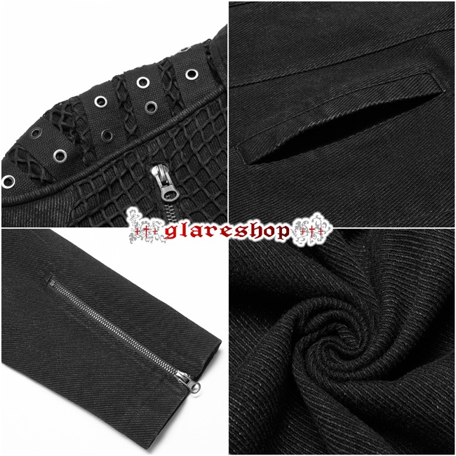 glareshop 쥢åסM.S-M.5XLJX780-Bѥ 㥱å 硼Ⱦ  Ǻ åߥĥ ɥ顼  ֥å  | å եå 奢 V ⡼ɷ ץ ơ   [PUNK RAVE] Punk rugged jacket