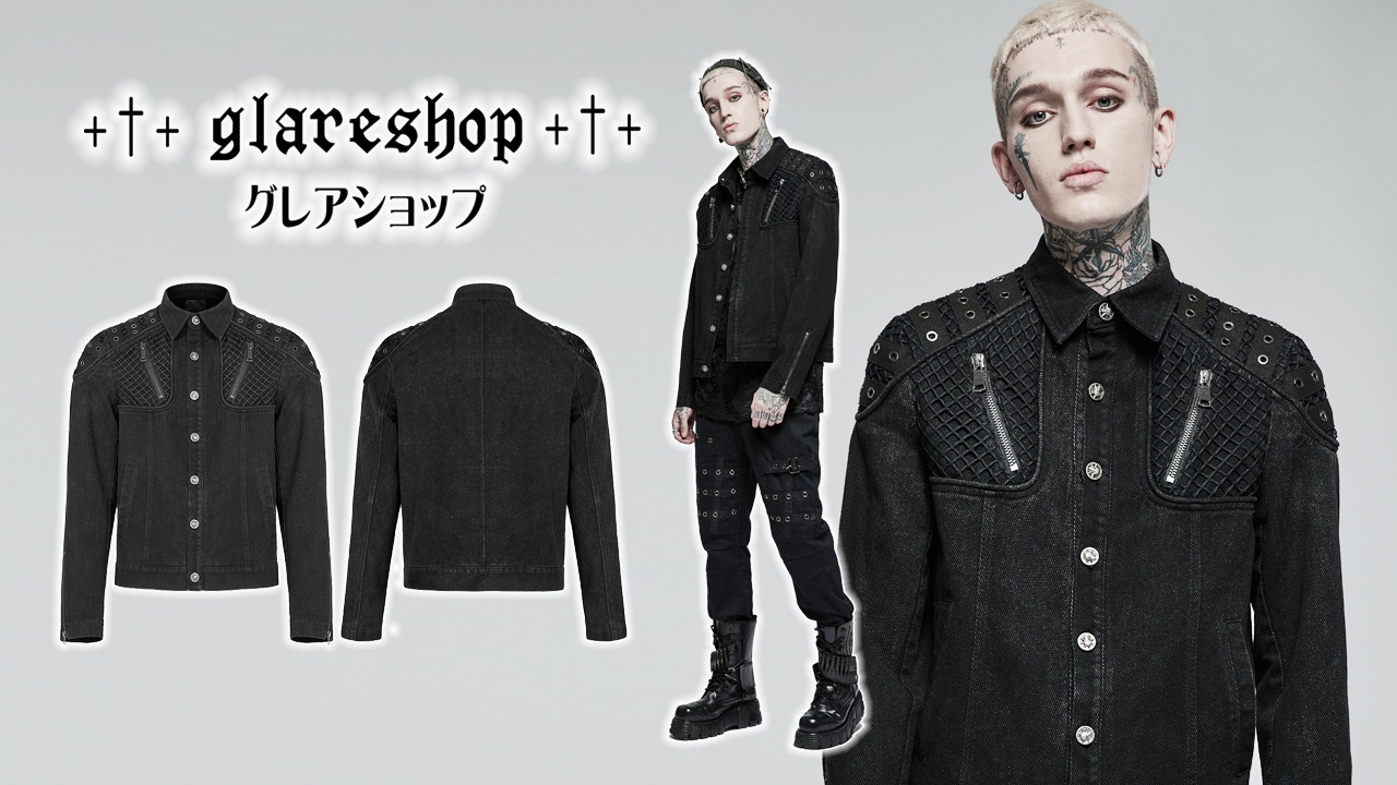 glareshop 쥢åסM.S-M.5XLJX780-Bѥ 㥱å 硼Ⱦ  Ǻ åߥĥ ɥ顼  ֥å  | å եå 奢 V ⡼ɷ ץ ơ   [PUNK RAVE] Punk rugged jacket