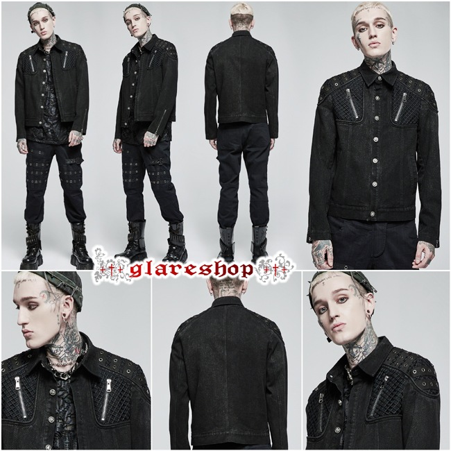 glareshop 쥢åסM.S-M.5XLJX780-Bѥ 㥱å 硼Ⱦ  Ǻ åߥĥ ɥ顼  ֥å  | å եå 奢 V ⡼ɷ ץ ơ   [PUNK RAVE] Punk rugged jacket