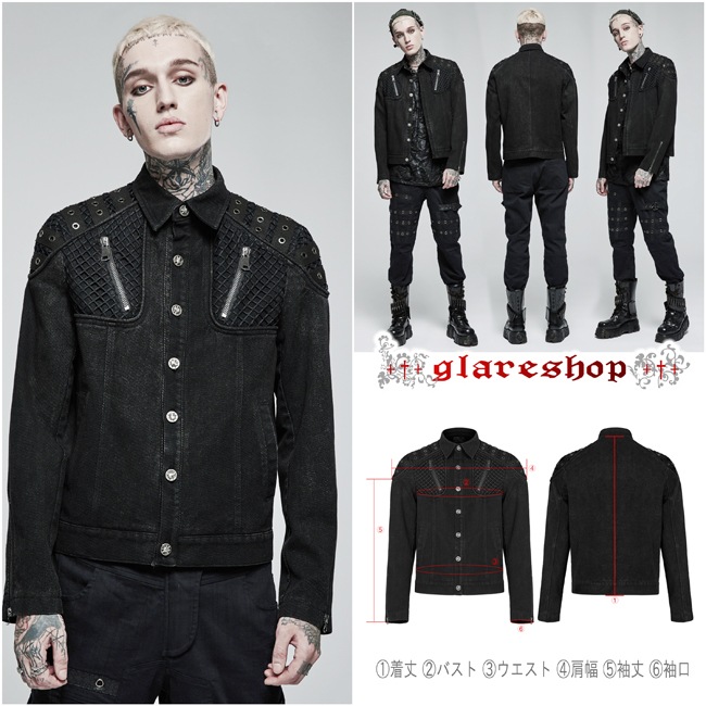 glareshop 쥢åסM.S-M.5XLJX780-Bѥ 㥱å 硼Ⱦ  Ǻ åߥĥ ɥ顼  ֥å  | å եå 奢 V ⡼ɷ ץ ơ   [PUNK RAVE] Punk rugged jacket