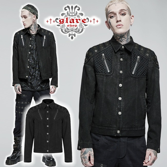 glareshop 쥢åסM.S-M.5XLJX780-Bѥ 㥱å 硼Ⱦ  Ǻ åߥĥ ɥ顼  ֥å  | å եå 奢 V ⡼ɷ ץ ơ   [PUNK RAVE] Punk rugged jacket