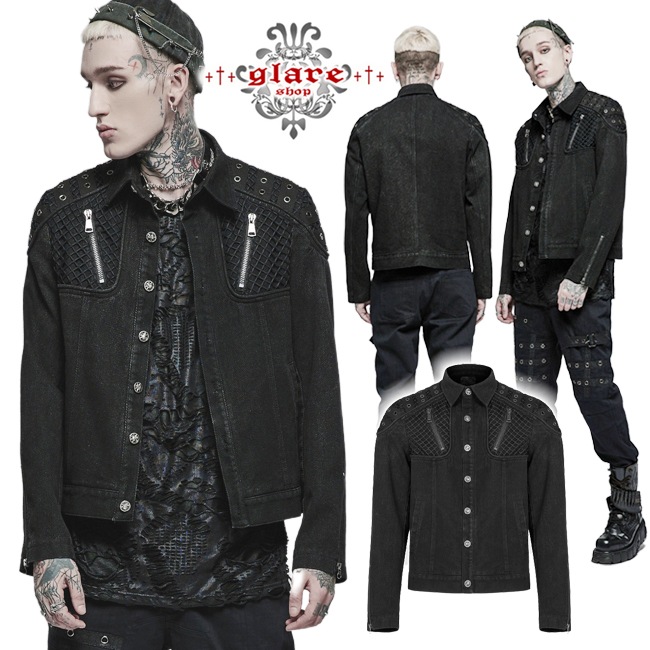 glareshop 쥢åסM.S-M.5XLJX780-Bѥ 㥱å 硼Ⱦ  Ǻ åߥĥ ɥ顼  ֥å  | å եå 奢 V ⡼ɷ ץ ơ   [PUNK RAVE] Punk rugged jacket