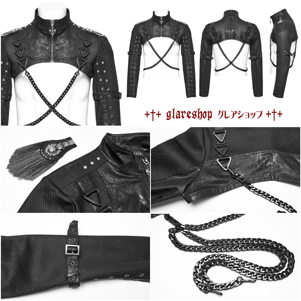 ������ڤ��glareshop ���쥢����åס�M.S-M.5XL��JX973-B���ѥ󥯥��������դ����㥱�å� ���硼�Ⱦ� �� �֥�å� ��� | ��������ե��å���� �������奢��� V�� �����ץ� ���ơ��� ���� �� [PUNK RAVE] Punk Cool Ultra Short Jacket