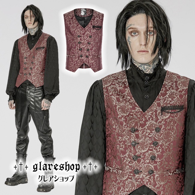 glareshop ���쥢����åס�M.S-M.5XL��KX481-R���������� �����å� �ե����ޥ� ������² ���� ���㥬���� �٥��� �֡߶� ��� | ��������ե��å���� �������奢��� V�� �⡼�ɷ� �����ץ� ���ơ��� ���� �� [PUNK RAVE] Gorgeous Goth vest