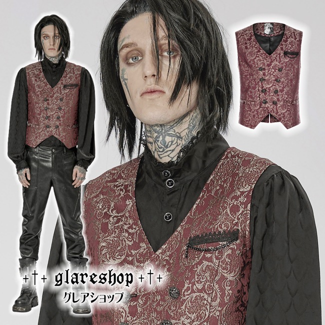 glareshop ���쥢����åס�M.S-M.5XL��KX481-R���������� �����å� �ե����ޥ� ������² ���� ���㥬���� �٥��� �֡߶� ��� | ��������ե��å���� �������奢��� V�� �⡼�ɷ� �����ץ� ���ơ��� ���� �� [PUNK RAVE] Gorgeous Goth vest
