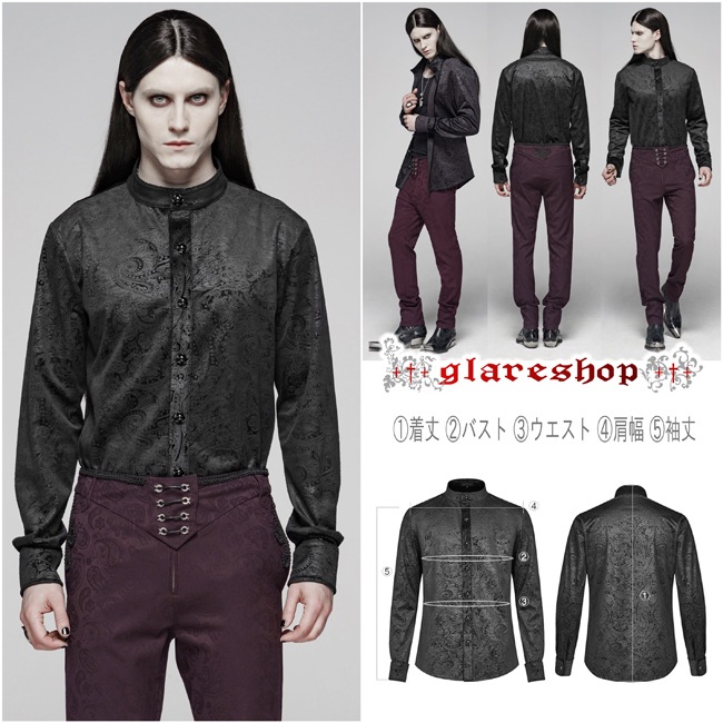 glareshop ���쥢����åס�M.S-M.5XL��TX743-B���������� �����å� ������ �ץ��� �ڥ����꡼�� �ϥ��ͥå� Ĺµ ����� �� ��� | �������奢��� V�� �⡼�ɷ� �����ץ� ���ơ��� ���� �� [PUNK RAVE] Retro Gothic Gentleman's Slim Shirt