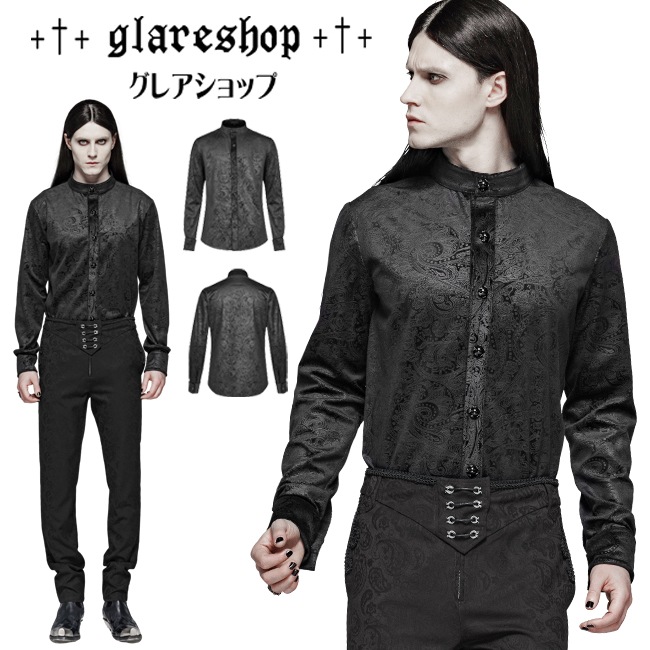 glareshop ���쥢����åס�M.S-M.5XL��TX743-B���������� �����å� ������ �ץ��� �ڥ����꡼�� �ϥ��ͥå� Ĺµ ����� �� ��� | �������奢��� V�� �⡼�ɷ� �����ץ� ���ơ��� ���� �� [PUNK RAVE] Retro Gothic Gentleman's Slim Shirt