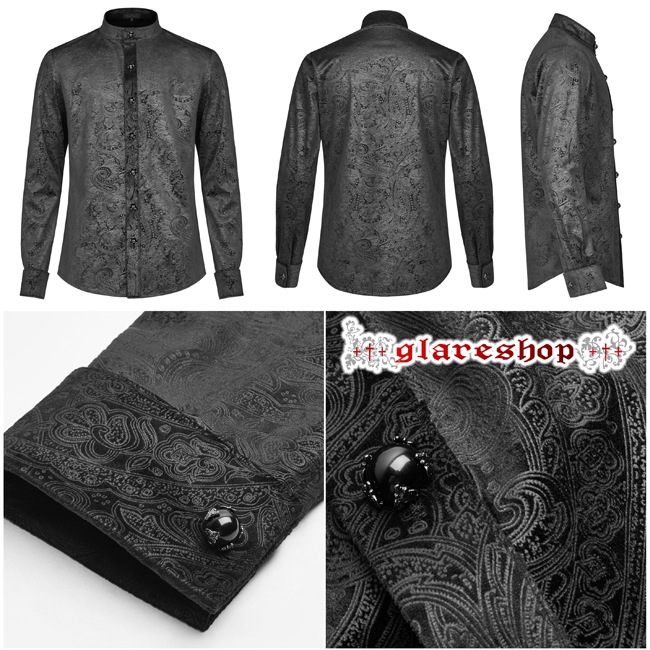 glareshop ���쥢����åס�M.S-M.5XL��TX743-B���������� �����å� ������ �ץ��� �ڥ����꡼�� �ϥ��ͥå� Ĺµ ����� �� ��� | �������奢��� V�� �⡼�ɷ� �����ץ� ���ơ��� ���� �� [PUNK RAVE] Retro Gothic Gentleman's Slim Shirt