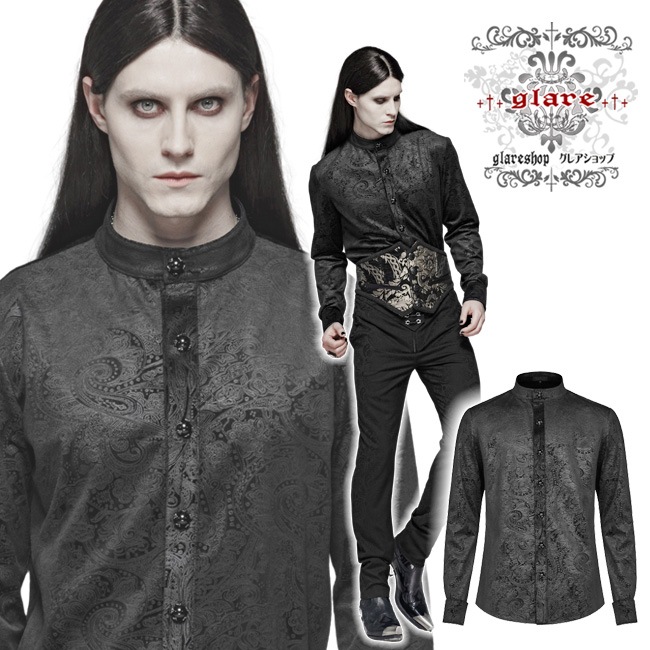 glareshop ���쥢����åס�M.S-M.5XL��TX743-B���������� �����å� ������ �ץ��� �ڥ����꡼�� �ϥ��ͥå� Ĺµ ����� �� ��� | �������奢��� V�� �⡼�ɷ� �����ץ� ���ơ��� ���� �� [PUNK RAVE] Retro Gothic Gentleman's Slim Shirt