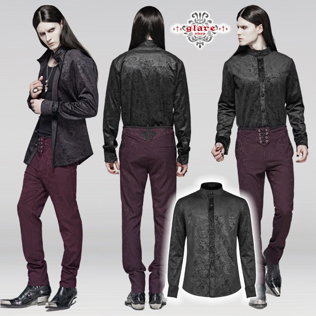 glareshop ���쥢����åס�M.S-M.5XL��TX743-B���������� �����å� ������ �ץ��� �ڥ����꡼�� �ϥ��ͥå� Ĺµ ����� �� ��� | �������奢��� V�� �⡼�ɷ� �����ץ� ���ơ��� ���� �� [PUNK RAVE] Retro Gothic Gentleman's Slim Shirt