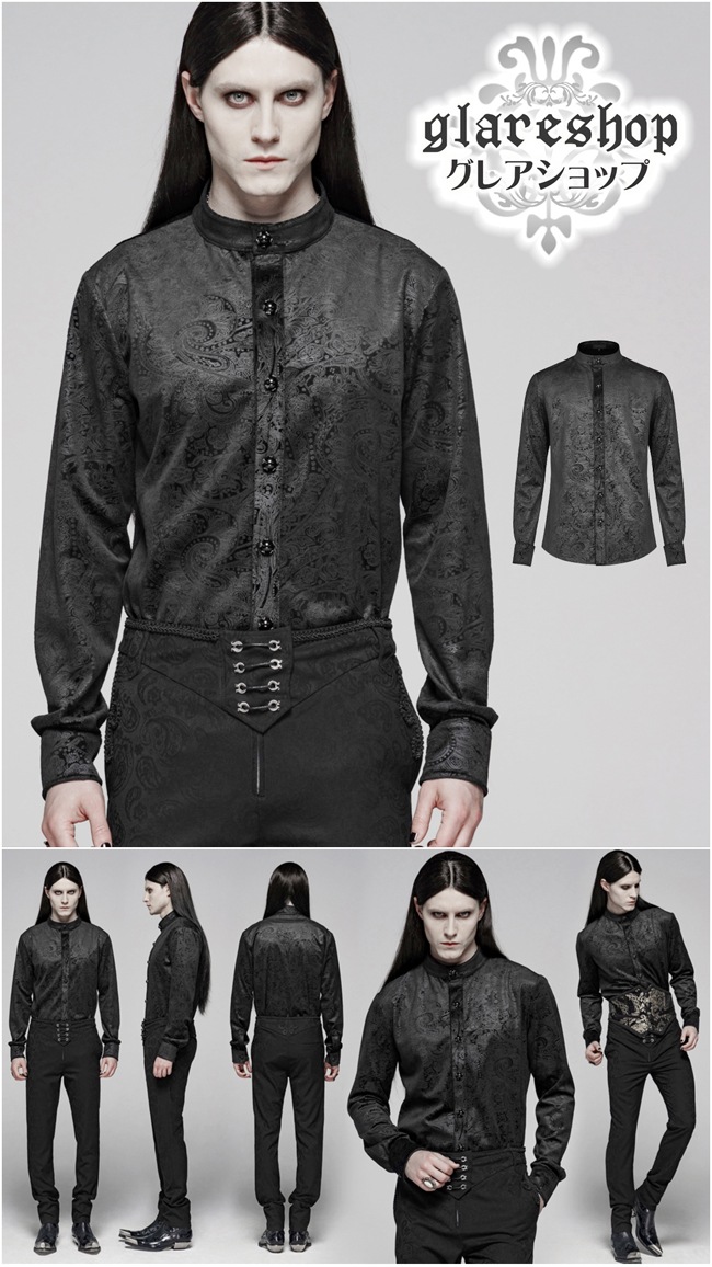 glareshop ���쥢����åס�M.S-M.5XL��TX743-B���������� �����å� ������ �ץ��� �ڥ����꡼�� �ϥ��ͥå� Ĺµ ����� �� ��� | �������奢��� V�� �⡼�ɷ� �����ץ� ���ơ��� ���� �� [PUNK RAVE] Retro Gothic Gentleman's Slim Shirt