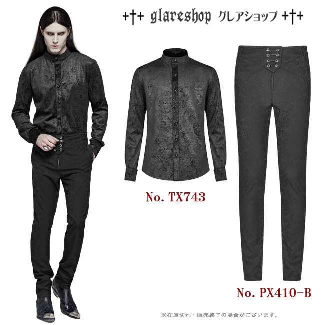 glareshop ���쥢����åס�M.S-M.5XL��TX743-B���������� �����å� ������ �ץ��� �ڥ����꡼�� �ϥ��ͥå� Ĺµ ����� �� ��� | �������奢��� V�� �⡼�ɷ� �����ץ� ���ơ��� ���� �� [PUNK RAVE] Retro Gothic Gentleman's Slim Shirt