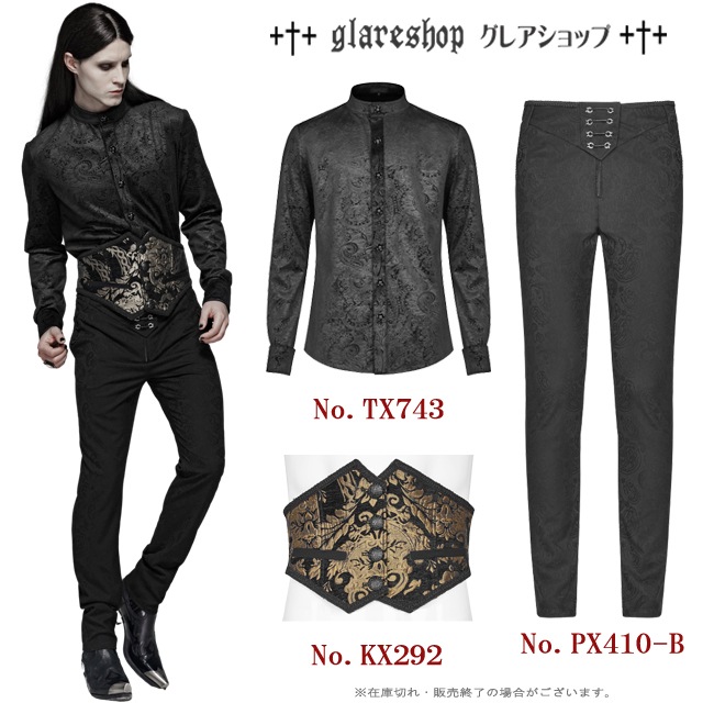 glareshop ���쥢����åס�M.S-M.5XL��TX743-B���������� �����å� ������ �ץ��� �ڥ����꡼�� �ϥ��ͥå� Ĺµ ����� �� ��� | �������奢��� V�� �⡼�ɷ� �����ץ� ���ơ��� ���� �� [PUNK RAVE] Retro Gothic Gentleman's Slim Shirt
