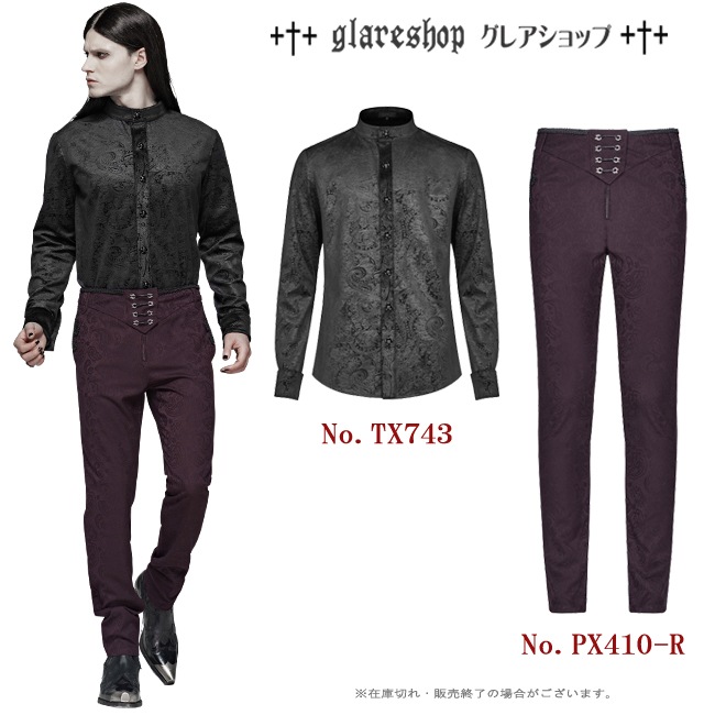 glareshop ���쥢����åס�M.S-M.5XL��TX743-B���������� �����å� ������ �ץ��� �ڥ����꡼�� �ϥ��ͥå� Ĺµ ����� �� ��� | �������奢��� V�� �⡼�ɷ� �����ץ� ���ơ��� ���� �� [PUNK RAVE] Retro Gothic Gentleman's Slim Shirt