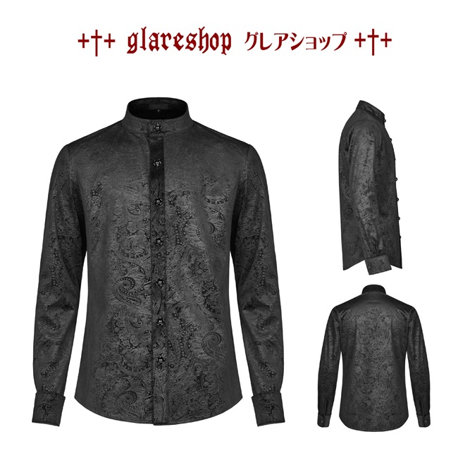 glareshop ���쥢����åס�M.S-M.5XL��TX743-B���������� �����å� ������ �ץ��� �ڥ����꡼�� �ϥ��ͥå� Ĺµ ����� �� ��� | �������奢��� V�� �⡼�ɷ� �����ץ� ���ơ��� ���� �� [PUNK RAVE] Retro Gothic Gentleman's Slim Shirt