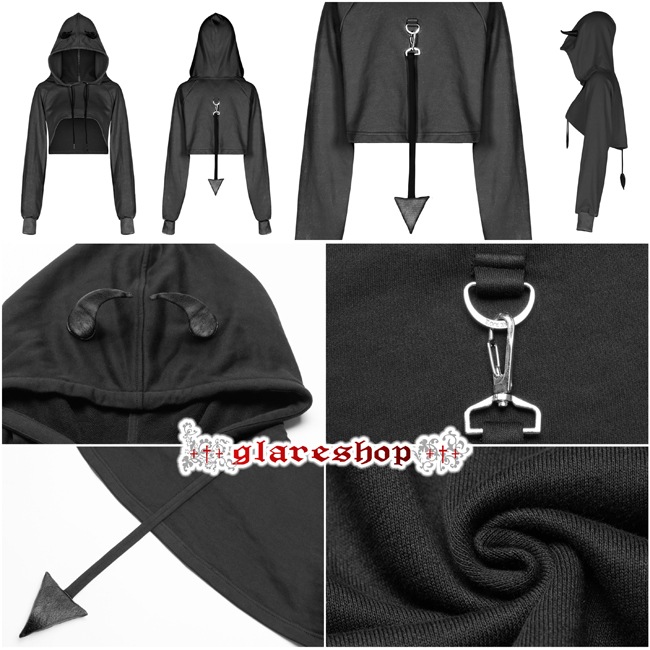 glareshop 쥢åסS/L/2XLTX768-B å  ադ 硼Ⱦ ѡ ȥåץ  ǥ | 奢 V ⡼ɷ ץ ơ   [PUNK RAVE] Devil'S Cupid Top Short Hat Hoodie