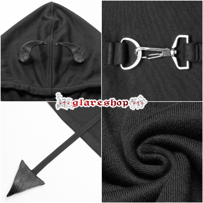 glareshop 쥢åסS/L/2XLTX768-B å  ադ 硼Ⱦ ѡ ȥåץ  ǥ | 奢 V ⡼ɷ ץ ơ   [PUNK RAVE] Devil'S Cupid Top Short Hat Hoodie