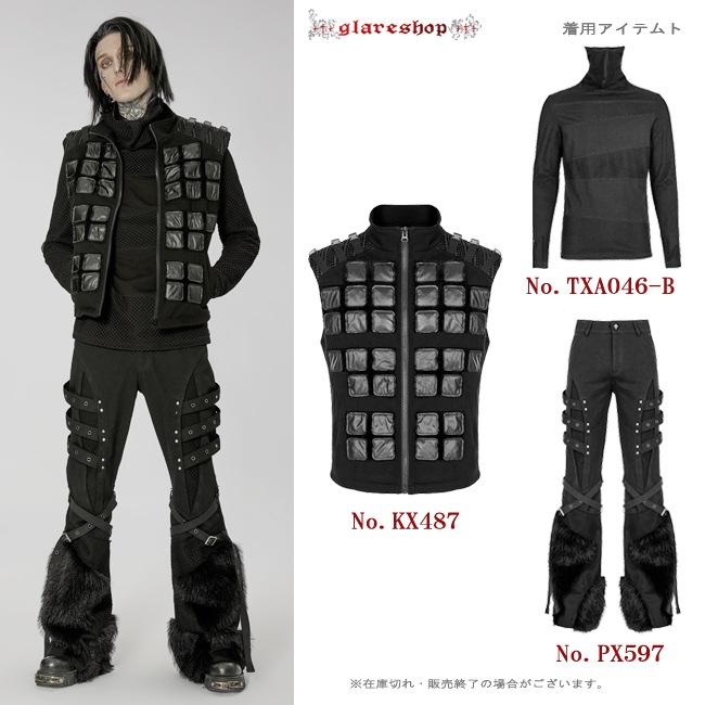 glareshop ���쥢����åס�M.S-M.5XL��KX487-B���������� �����å��ѥ� �ߥ꥿�꡼ ���٥������ �ǥ˥� ���Ǻ� �٥��� �� ��� | �������� �����å� �ѥ� ���å� �ե��å���� ��������ѥ� �������奢��� V�� �⡼�ɷ� �����ץ� ���ơ��� ���� �� [PUNK RAVE]