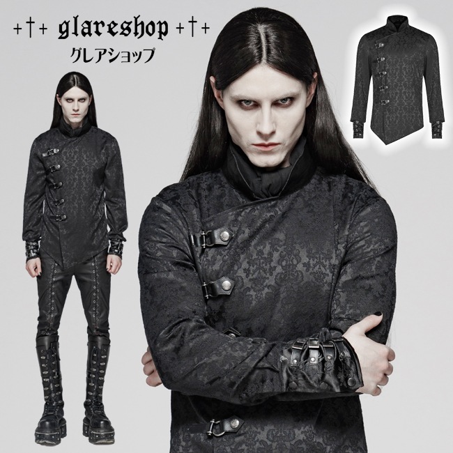 glareshop ���쥢����åס�M.S-M.5XL��TX747-B�������å��ѥ� ���㥤�ʥ������� �ޥ����顼 ���Υ梁�� �ޥåȥ��㥬���� ����� �� ��� | �������� �������奢��� V�� �����ץ� ���ơ��� ���� �� [PUNK RAVE] Vintage Gothic Dragon Satin Jacquard Shirt