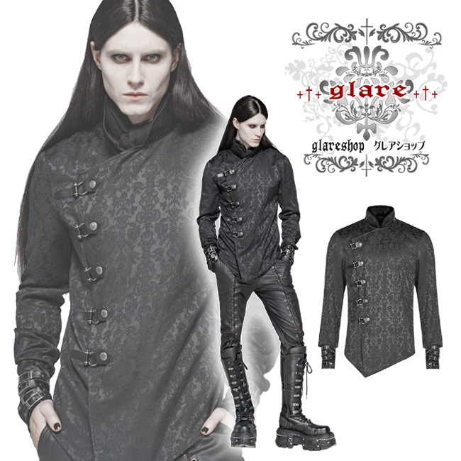 glareshop ���쥢����åס�M.S-M.5XL��TX747-B�������å��ѥ� ���㥤�ʥ������� �ޥ����顼 ���Υ梁�� �ޥåȥ��㥬���� ����� �� ��� | �������� �������奢��� V�� �����ץ� ���ơ��� ���� �� [PUNK RAVE] Vintage Gothic Dragon Satin Jacquard Shirt