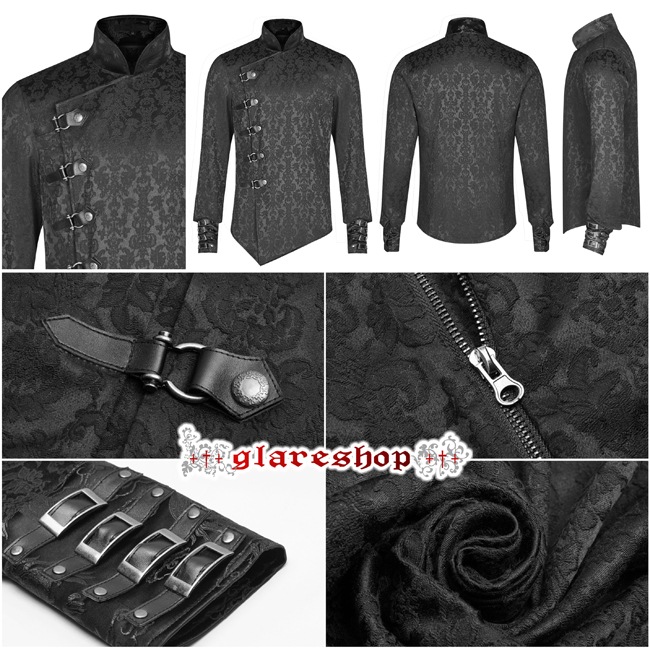 glareshop ���쥢����åס�M.S-M.5XL��TX747-B�������å��ѥ� ���㥤�ʥ������� �ޥ����顼 ���Υ梁�� �ޥåȥ��㥬���� ����� �� ��� | �������� �������奢��� V�� �����ץ� ���ơ��� ���� �� [PUNK RAVE] Vintage Gothic Dragon Satin Jacquard Shirt