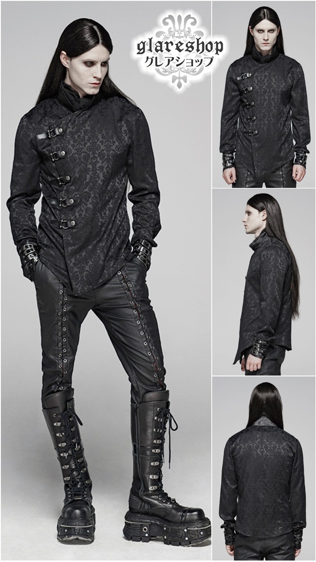 glareshop ���쥢����åס�M.S-M.5XL��TX747-B�������å��ѥ� ���㥤�ʥ������� �ޥ����顼 ���Υ梁�� �ޥåȥ��㥬���� ����� �� ��� | �������� �������奢��� V�� �����ץ� ���ơ��� ���� �� [PUNK RAVE] Vintage Gothic Dragon Satin Jacquard Shirt