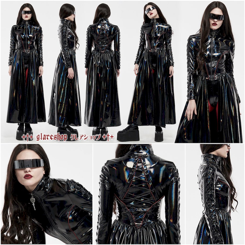 glareshop 쥢åסXS-4XLJX692-WAѥ  եå쥶 ɥ顼 졼å     ǥ | ѥ 奢 Сѥ V ⡼ɷ ץ ơ   [PUNK RAVE] Cyber rococo laser long coat