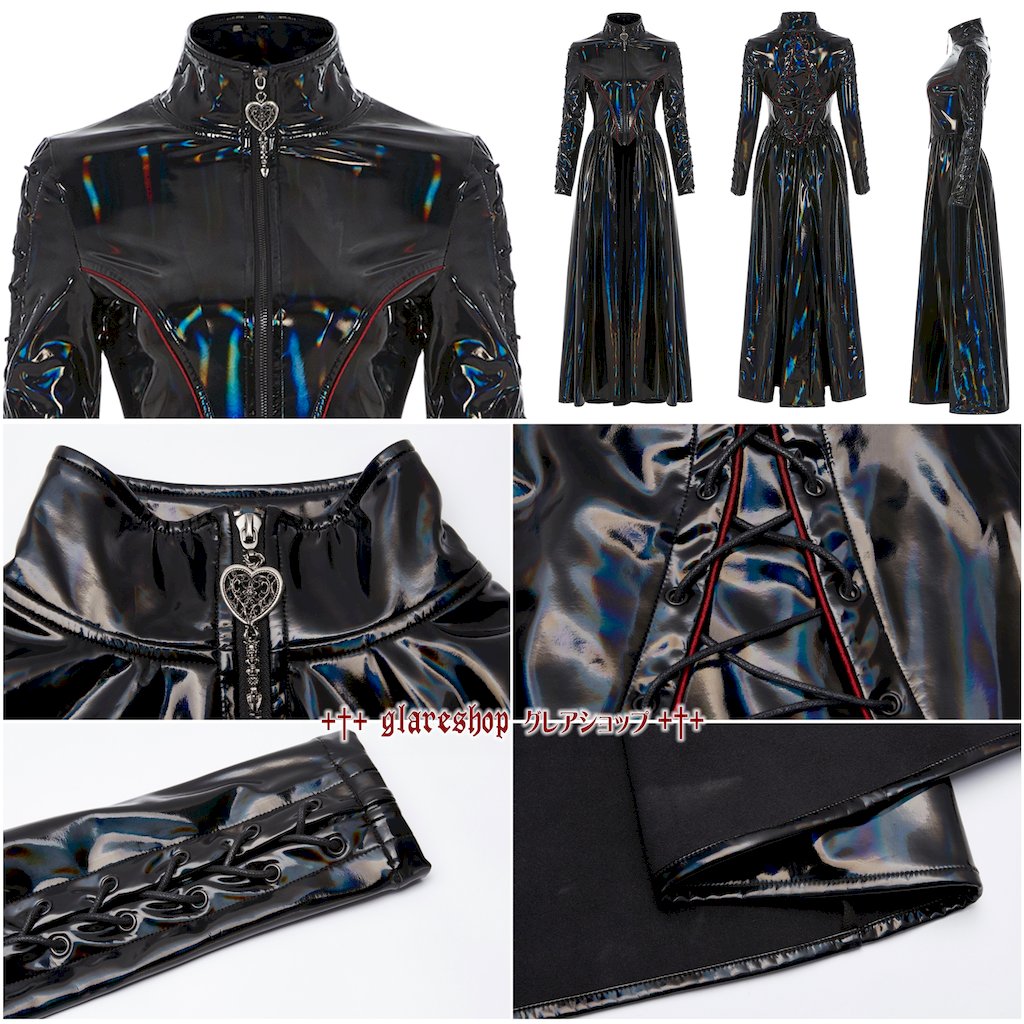 glareshop 쥢åסXS-4XLJX692-WAѥ  եå쥶 ɥ顼 졼å     ǥ | ѥ 奢 Сѥ V ⡼ɷ ץ ơ   [PUNK RAVE] Cyber rococo laser long coat