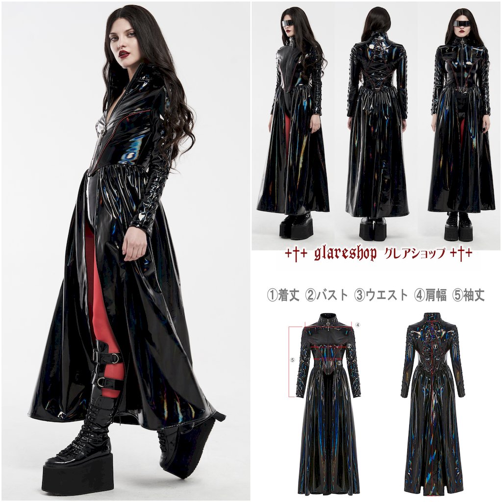 glareshop 쥢åסXS-4XLJX692-WAѥ  եå쥶 ɥ顼 졼å     ǥ | ѥ 奢 Сѥ V ⡼ɷ ץ ơ   [PUNK RAVE] Cyber rococo laser long coat