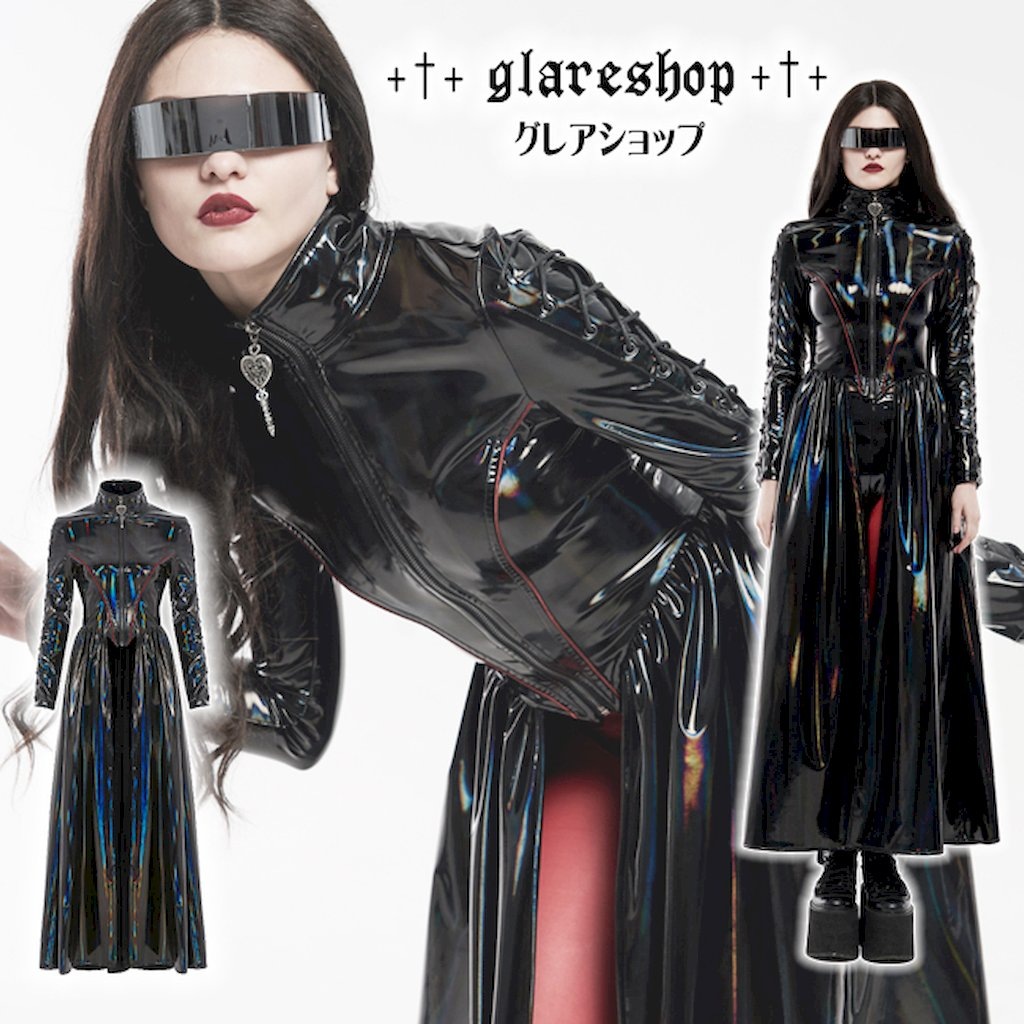 glareshop 쥢åסXS-4XLJX692-WAѥ  եå쥶 ɥ顼 졼å     ǥ | ѥ 奢 Сѥ V ⡼ɷ ץ ơ   [PUNK RAVE] Cyber rococo laser long coat
