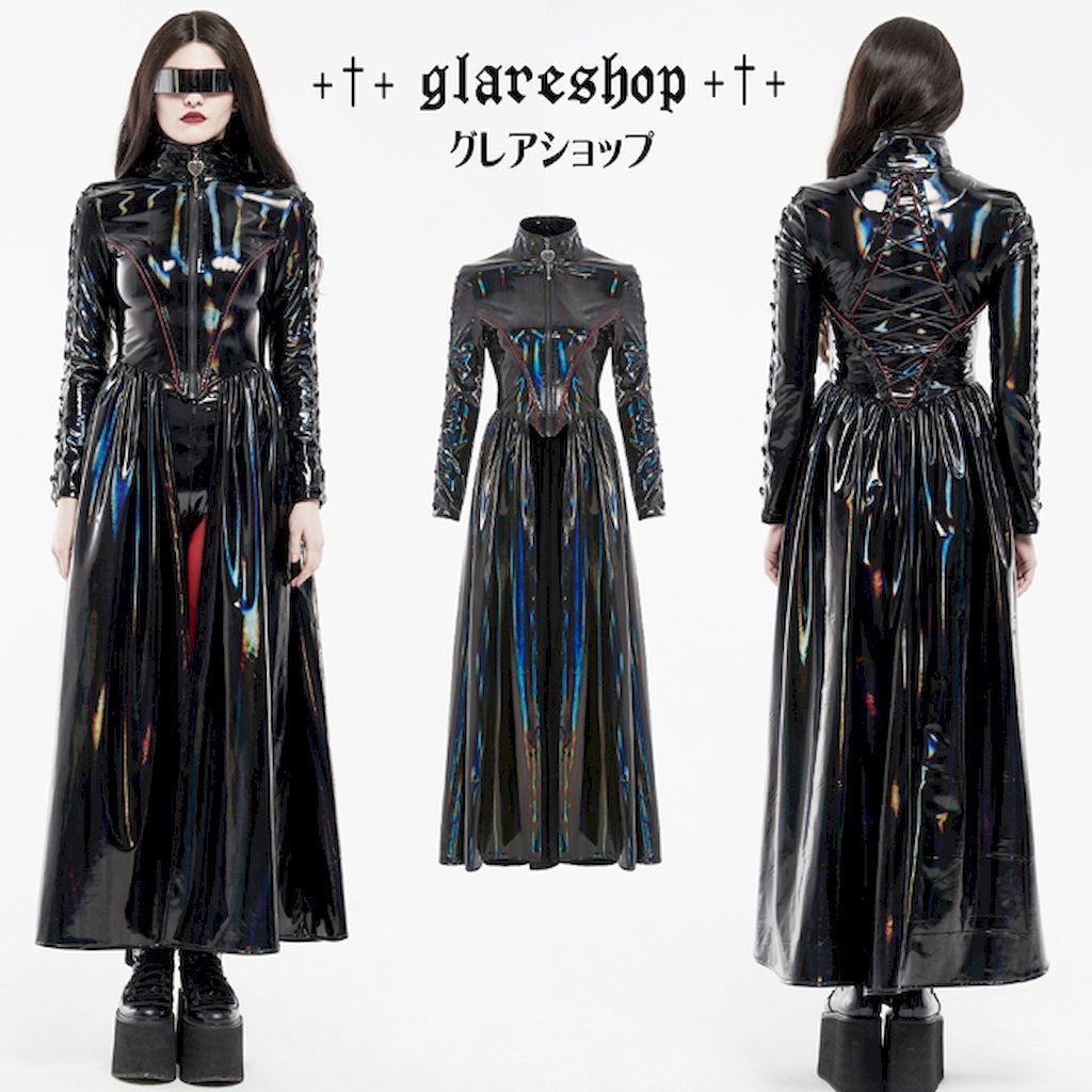 glareshop 쥢åסXS-4XLJX692-WAѥ  եå쥶 ɥ顼 졼å     ǥ | ѥ 奢 Сѥ V ⡼ɷ ץ ơ   [PUNK RAVE] Cyber rococo laser long coat