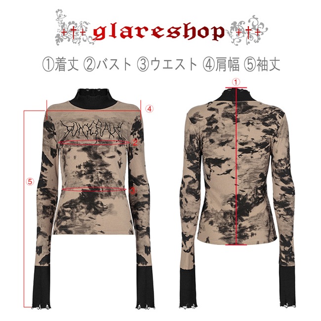 glareshop 쥢åסS/L/2XLTXA068-C å ɽ˥åʤĹµT åȥ ֥饦 ǥ | 奢 V ⡼ɷ ץ ơ   [PUNK RAVE] Micro-perspective collect waist embroidered T-shirt