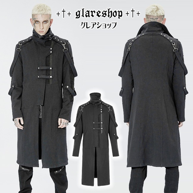 glareshop ���쥢����åס�M.S-M.5XL��JX818-B�������å��ѥ󥯥� ������ �ߥɥ�� �����ȥ꡼�ϥ����顼 �˥å� �� �֥�å� ��� | ��������ѥ� �������奢��� V�� �⡼�ɷ� �����ץ� ���ơ��� ���� �� [PUNK RAVE] Punl knitted long coat