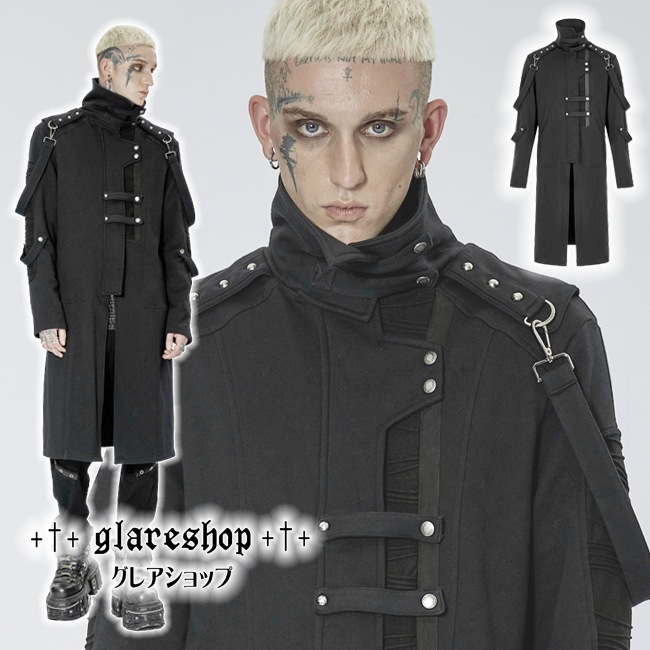 glareshop ���쥢����åס�M.S-M.5XL��JX818-B�������å��ѥ󥯥� ������ �ߥɥ�� �����ȥ꡼�ϥ����顼 �˥å� �� �֥�å� ��� | ��������ѥ� �������奢��� V�� �⡼�ɷ� �����ץ� ���ơ��� ���� �� [PUNK RAVE] Punl knitted long coat
