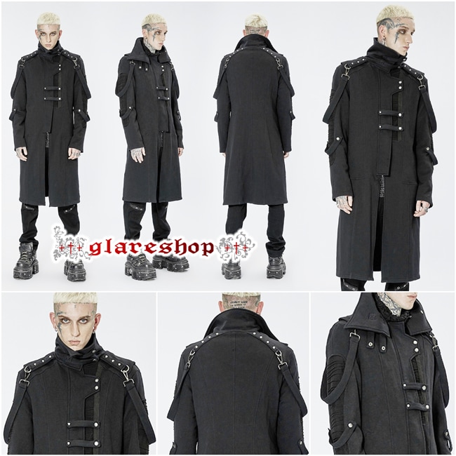 glareshop ���쥢����åס�M.S-M.5XL��JX818-B�������å��ѥ󥯥� ������ �ߥɥ�� �����ȥ꡼�ϥ����顼 �˥å� �� �֥�å� ��� | ��������ѥ� �������奢��� V�� �⡼�ɷ� �����ץ� ���ơ��� ���� �� [PUNK RAVE] Punl knitted long coat