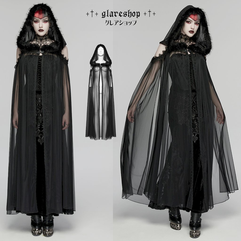 glareshop ���쥢����åס�F�ץ����å��ѡ����ڥ��ƥ��֥�å���ޥ��å��ա����դ����󥰥����� �� ��ǥ����� | ��� �������奢��� V�� �����ץ� ���ơ��� ���� �� [PUNK RAVE] Gothic Perspective Mesh Magic Hooded Long Cape