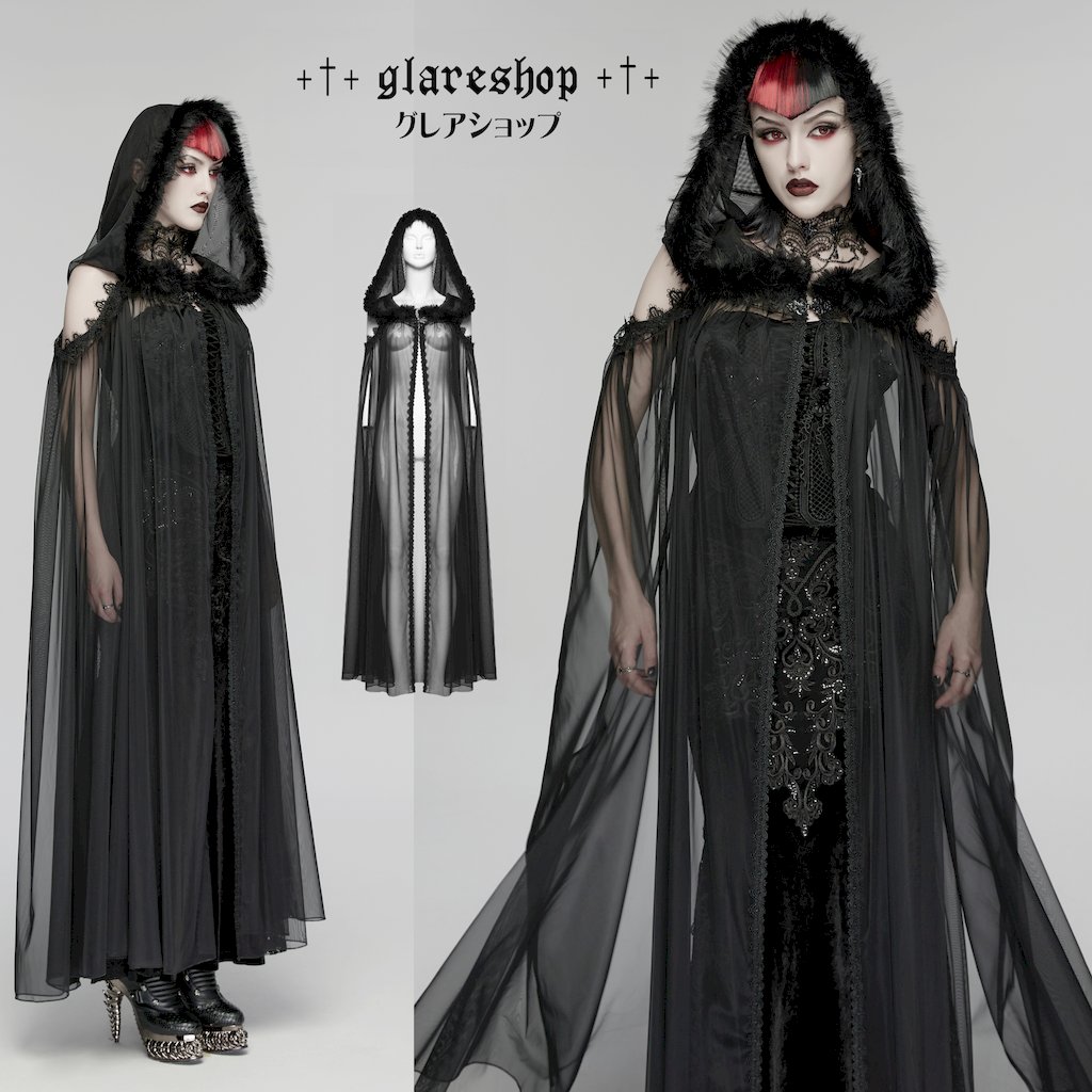 glareshop ���쥢����åס�F�ץ����å��ѡ����ڥ��ƥ��֥�å���ޥ��å��ա����դ����󥰥����� �� ��ǥ����� | ��� �������奢��� V�� �����ץ� ���ơ��� ���� �� [PUNK RAVE] Gothic Perspective Mesh Magic Hooded Long Cape