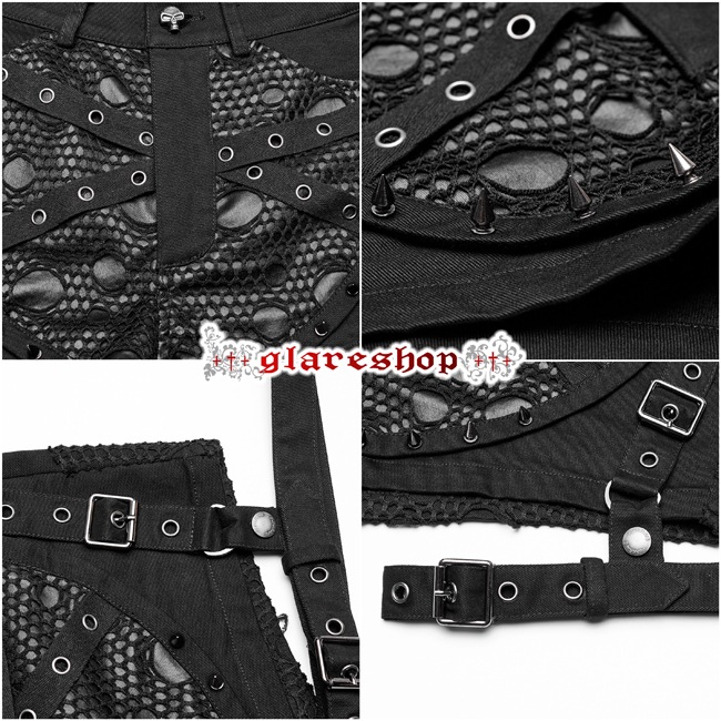 glareshop 쥢åסXS-4XLPX621-B ѥ  å Ǻ Ū 硼ȥѥ  ǥ | 奢 V ⡼ɷ ץ ơ   [PUNK RAVE] Punk Mesh Spliced Tight Shorts