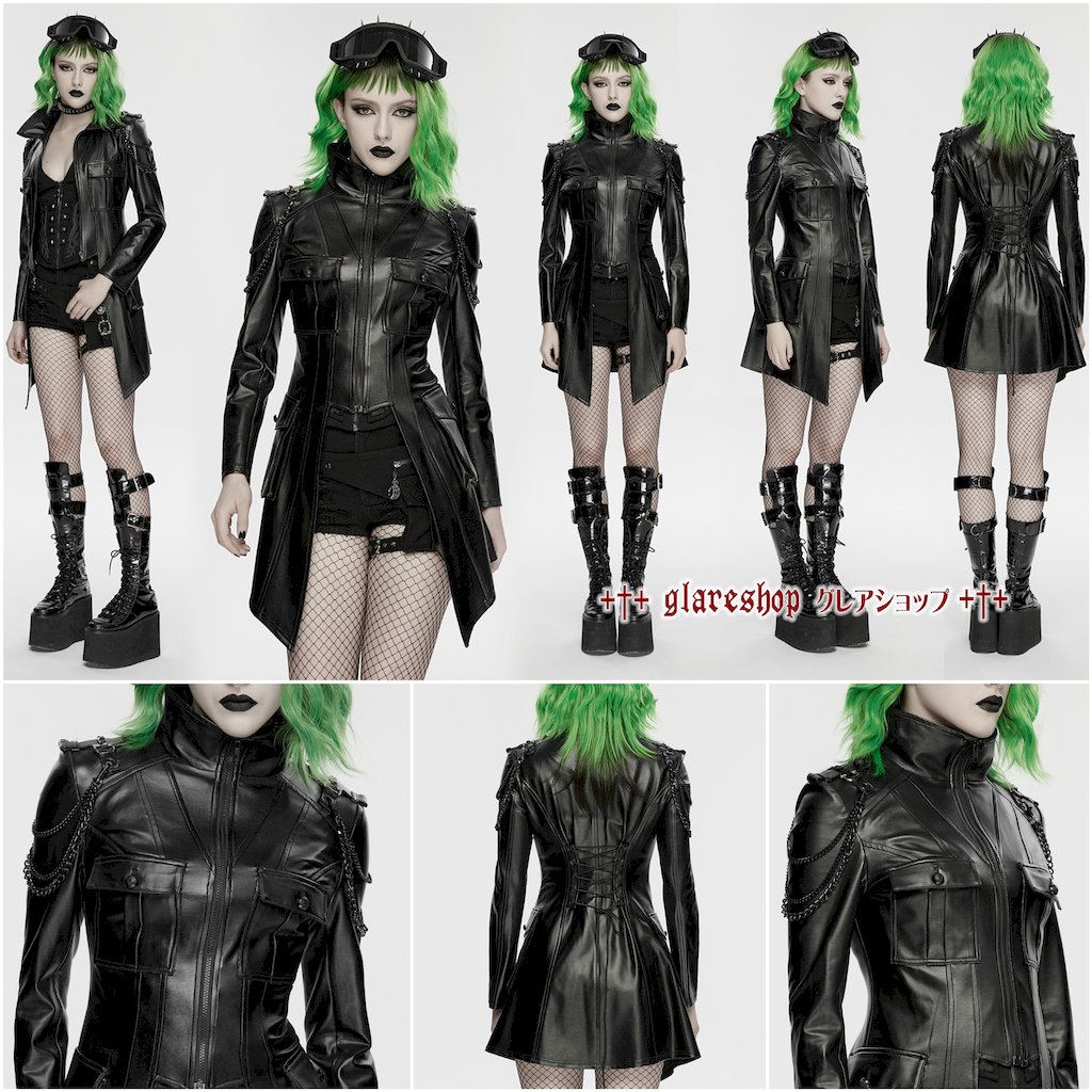 glareshop ���쥢����åס�XS-4XL��JXA047-B���ѥ󥯥᥿���������PU�쥶�����㥱�å� �� �֥�å� ��ǥ����� | �������奢��� V�� �⡼�ɷ� �����ץ� ���ơ��� ���� �� [PUNK RAVE] Punk Metal Chain PU Leather Jacket