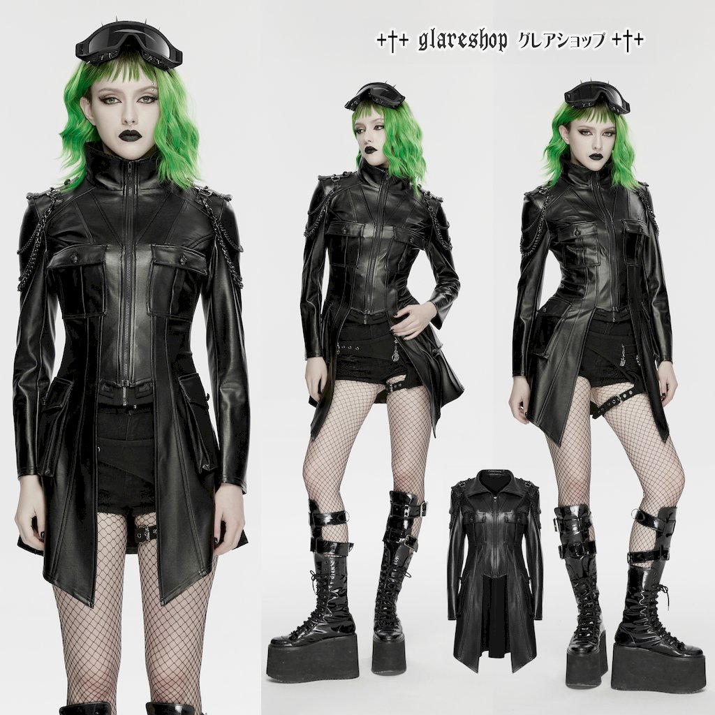 glareshop ���쥢����åס�XS-4XL��JXA047-B���ѥ󥯥᥿���������PU�쥶�����㥱�å� �� �֥�å� ��ǥ����� | �������奢��� V�� �⡼�ɷ� �����ץ� ���ơ��� ���� �� [PUNK RAVE] Punk Metal Chain PU Leather Jacket