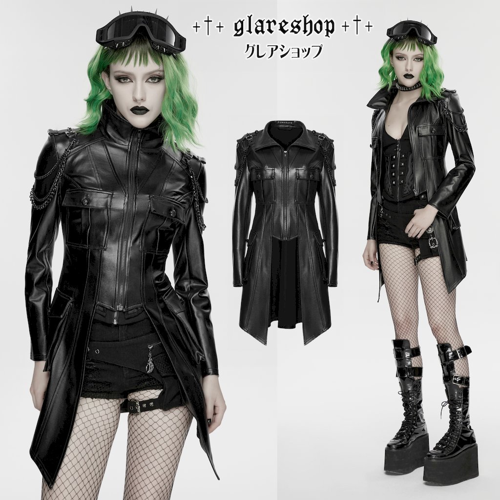 glareshop ���쥢����åס�XS-4XL��JXA047-B���ѥ󥯥᥿���������PU�쥶�����㥱�å� �� �֥�å� ��ǥ����� | �������奢��� V�� �⡼�ɷ� �����ץ� ���ơ��� ���� �� [PUNK RAVE] Punk Metal Chain PU Leather Jacket