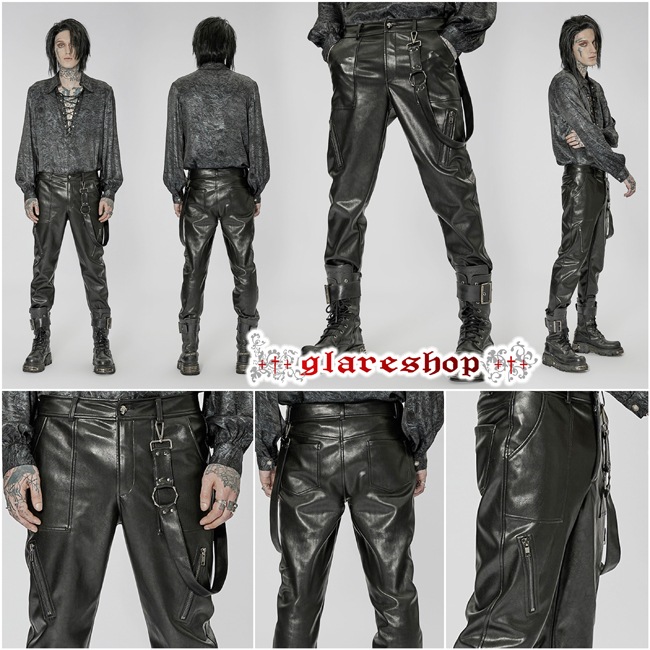 glareshop ���쥢����åס�M.S-M.5XL��PX593-B�������å��ѥ� �٥���դ��ե��å��쥶�����󥰥��ȥ졼�ȥѥ�� ΢���� �� ��� | ��������ѥ� �������奢��� V�� �⡼�ɷ� �����ץ� ���ơ��� ���� �� [PUNK RAVE] Punk PU Leather Fitted Long Pants