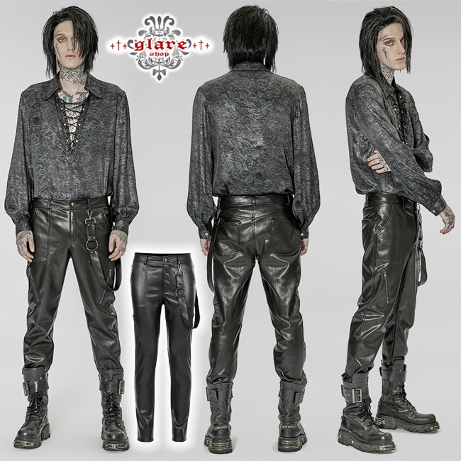 glareshop ���쥢����åס�M.S-M.5XL��PX593-B�������å��ѥ� �٥���դ��ե��å��쥶�����󥰥��ȥ졼�ȥѥ�� ΢���� �� ��� | ��������ѥ� �������奢��� V�� �⡼�ɷ� �����ץ� ���ơ��� ���� �� [PUNK RAVE] Punk PU Leather Fitted Long Pants
