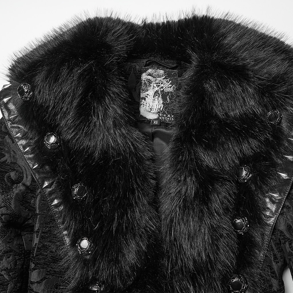 glareshop ���쥢����åס�XS-4XL��JXA009-B����ȥ������å��ץ�å���ȥ�ॸ�㥫���ɥ��󥰥����󥿡������� �� �֥�å� ��ǥ����� | ����� �������奢��� �⡼�ɷ� [PUNK RAVE] Retro Gothic Plush Trim Jacquard Long Winter Coat