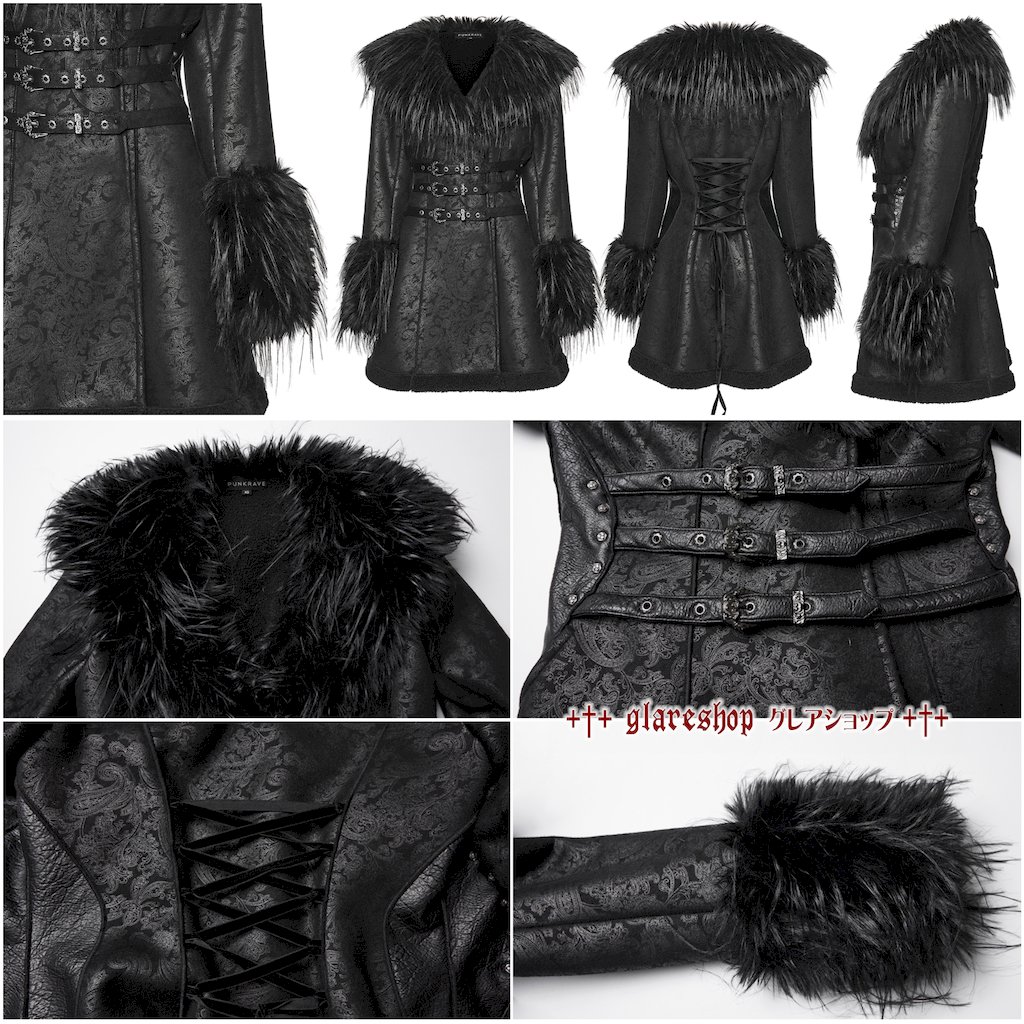 ������ڤ��glareshop ���쥢����åס�XS-4XL��JXA012-B�������å��ߥ��ȥ��ɥ��㡼�ޥ�ե������ե��������� �� �֥�å� ��ǥ����� | �������奢��� V�� �⡼�ɷ� ���ơ��� ���� �� [PUNK RAVE] Gothic Plush Collar Warm Winter Jacquard Coat