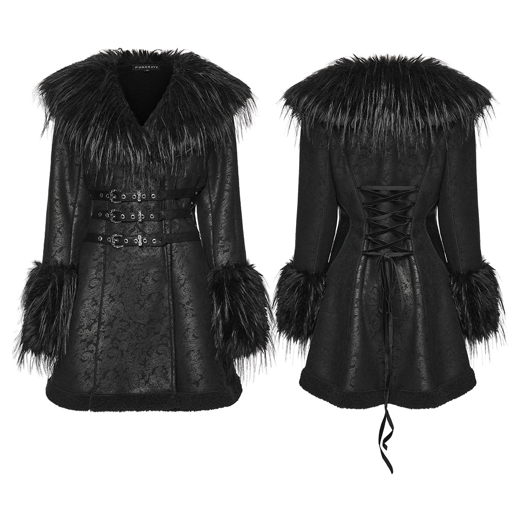 glareshop ���쥢����åס�XS-4XL��JXA012-B�������å��ߥ��ȥ��ɥ��㡼�ޥ�ե������ե��������� �� �֥�å� ��ǥ����� | �������奢��� V�� �⡼�ɷ� ���ơ��� ���� �� [PUNK RAVE] Gothic Plush Collar Warm Winter Jacquard Coat