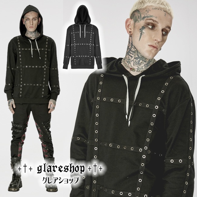 Glareshop グレアショップ 公式ストア Glareshop グレアショップ M M M Xl M 3xl Txa038 パンク 個性的 パーカー フード付きトップス プルオーバー 黒 メンズ ゴスロリ ゴシック パンク ロック ファッション スチームパンク ヴィジュアル系 V系 モード系