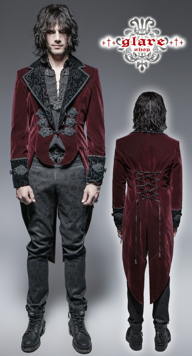 glareshop 쥢åסM.S-M.4XLJX285-Rå 㥱å ߥɥ   եͥ  å ֡߹  |  եޥ 奢 V ץ ơ   [PUNK RAVE] Gothic Velvet Tailcoat