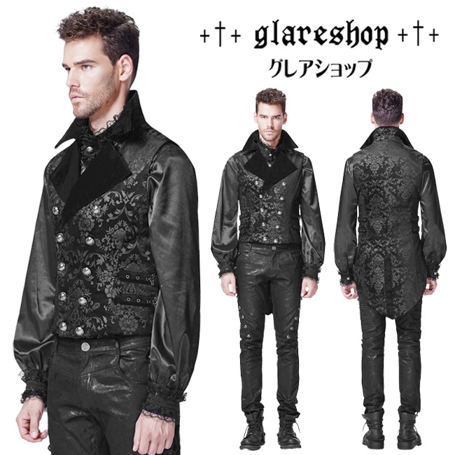 glareshop 쥢åסM.S-M.5XLKX155-B ٥ ߥɥ ²Ĵ ޥ   ֥å  | åեå 奢 V [PUNK RAVE] Gothic vest in the tailcoat style