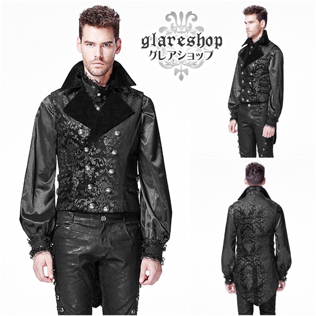 glareshop 쥢åסM.S-M.5XLKX155-B ٥ ߥɥ ²Ĵ ޥ   ֥å  | åեå 奢 V [PUNK RAVE] Gothic vest in the tailcoat style